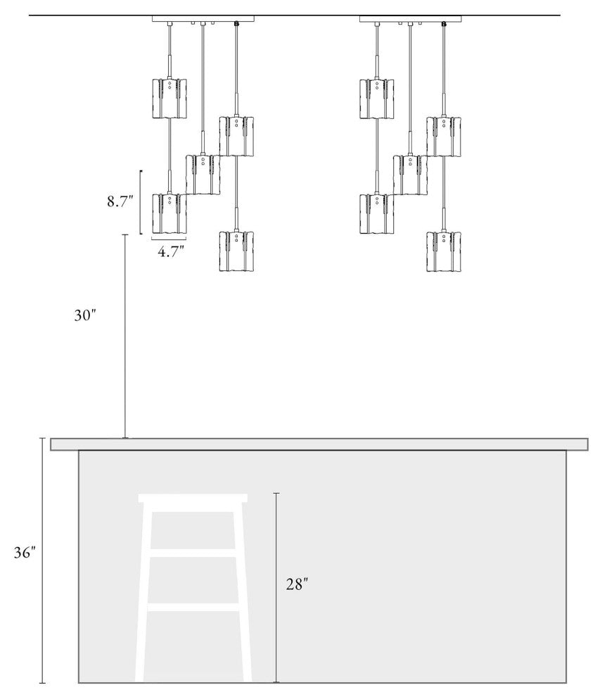 LNC Tucana Polished Gold Matte Black Modern Pendant Light, Textured Glass, 5 Light