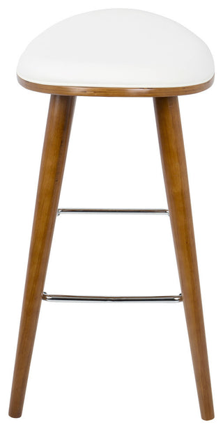LumiSource Saddle Counter Stool, Walnut and White PU Leather, Set of 2