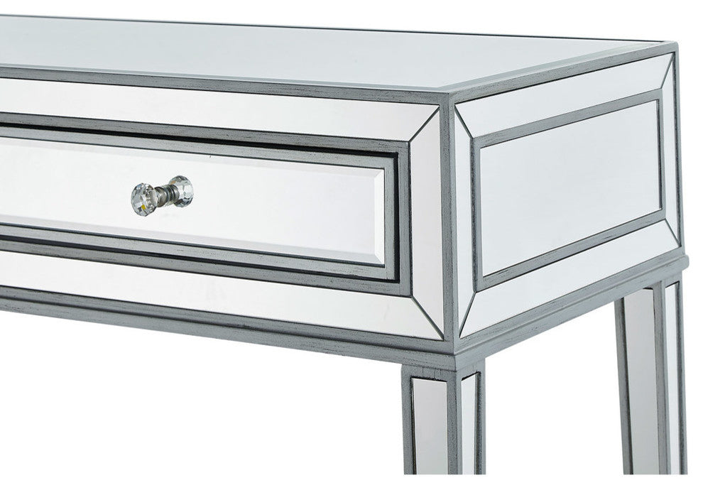 Desk 42" W X 18" D X 30" H, Antique Silver Paint