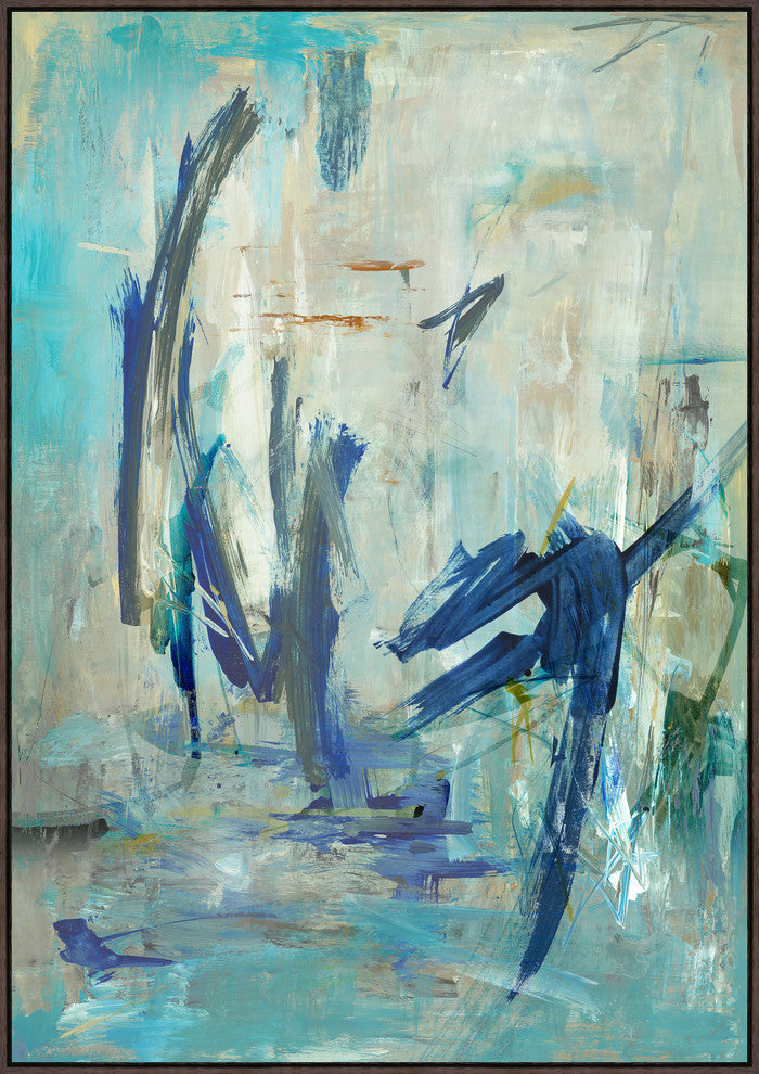 Neon Sky, 55.25"x78.25", Espresso Natural Wood Gallery Floater