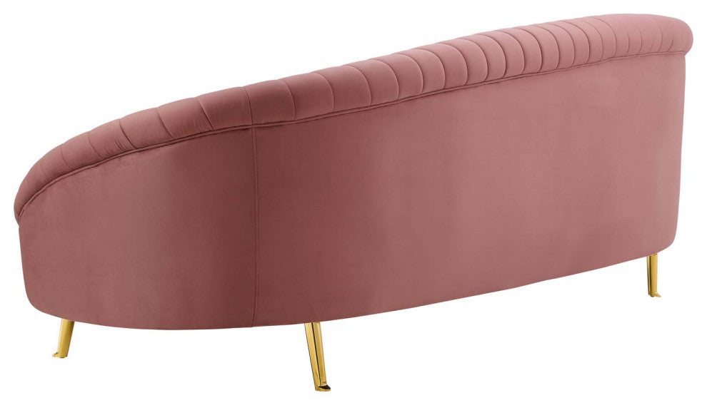 Tufted Sofa, Velvet, Pink, Modern, Living Lounge Room Hotel Lobby Hospitality