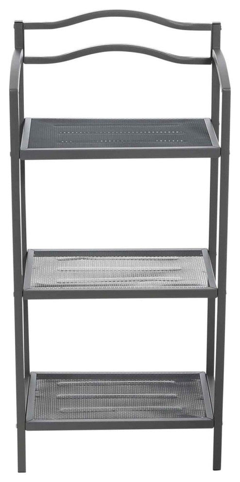 3-Tier Metal Bathroom Storage Shelf, Grey, Grey