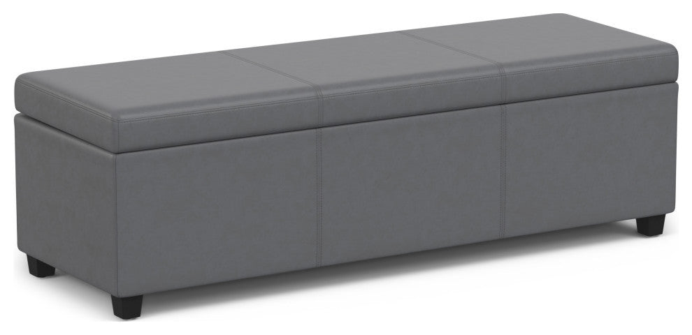 Avalon Extra Large Storage Ottoman Bench, Stone Grey