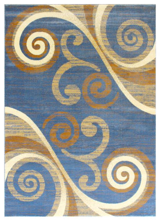 Valli Collection Modern Abstract Pattern Area Rug -Olefin with Jute Backing, Blue, 5' X 7'