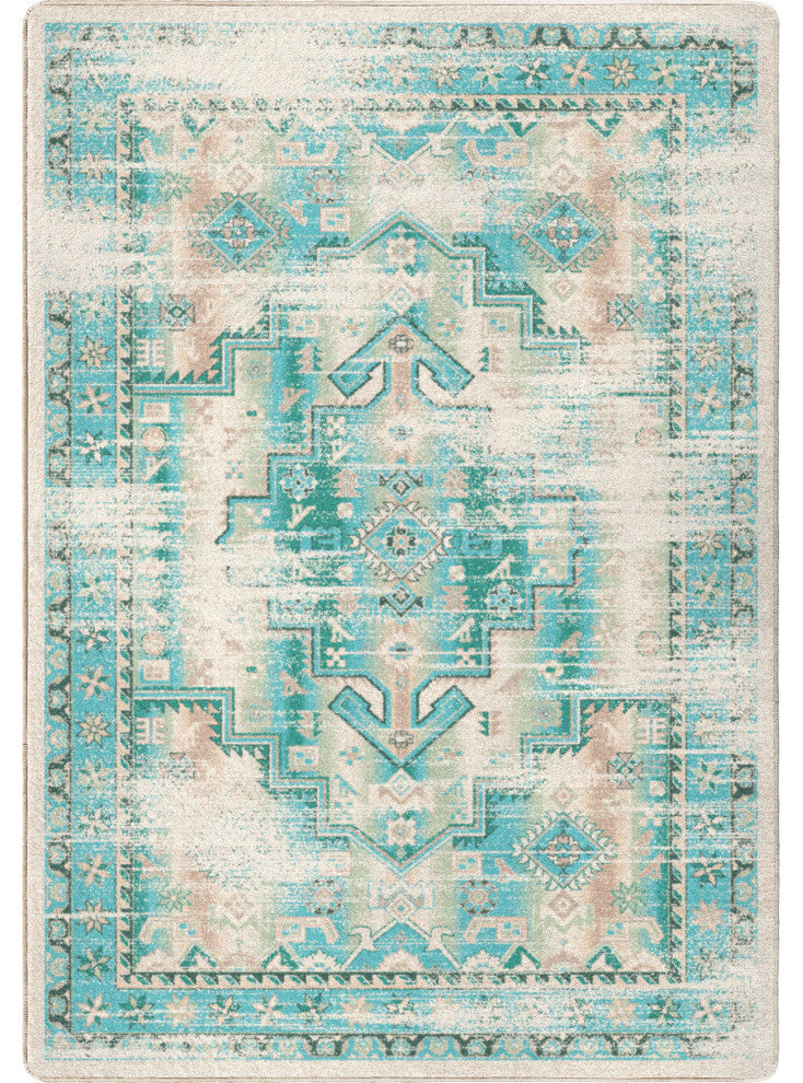 Torn Seaside, Turquoise, 4'x5'