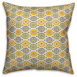 Square Flowers, Yellow Outdoor Throw Pillow, 18"x18"