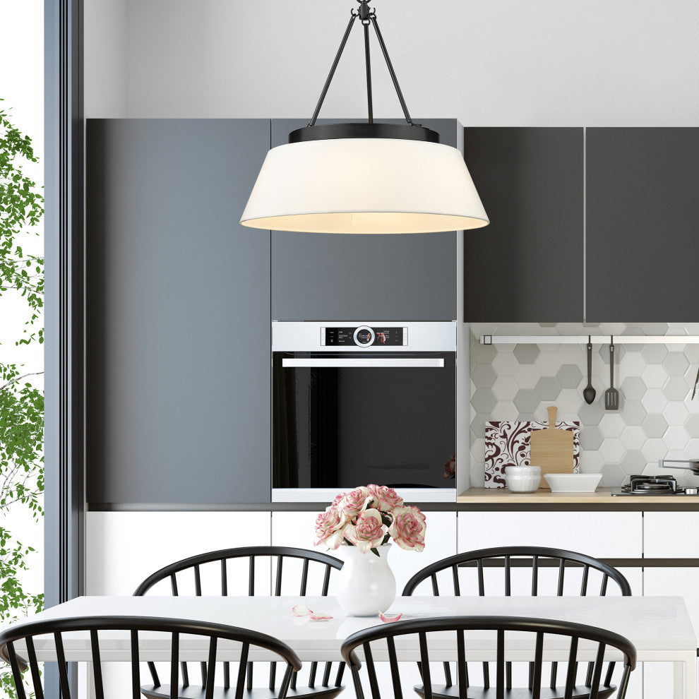 Penn Chandelier With Modern White Shade Shade