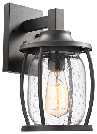 JACKSON Transitional 1 Light Textured Black Outdoor Wall Sconce 12"