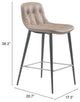 Counter Stool Chair, Set of 2, Faux Vinyl Leather, Steel, Taupe, Dark Gray