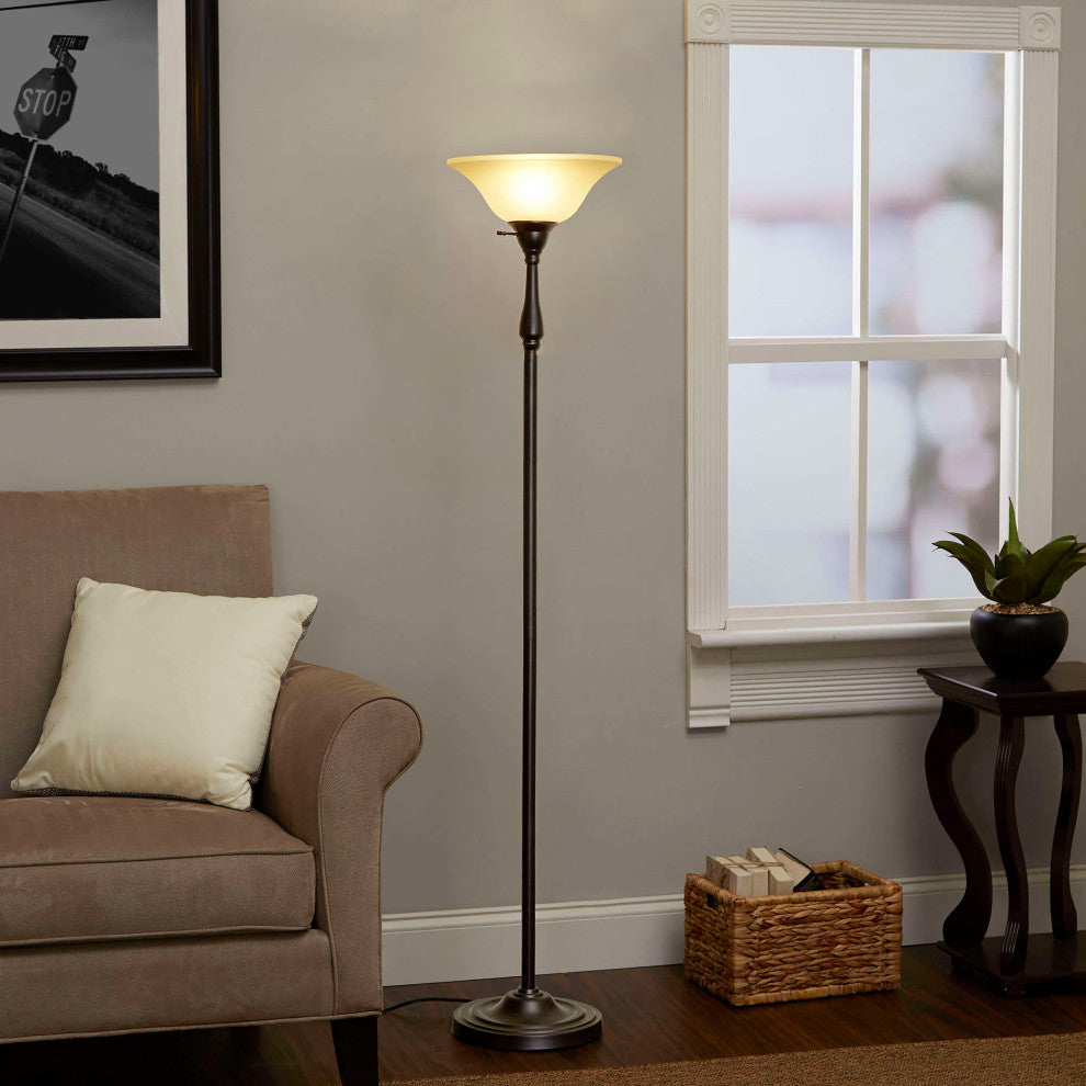 23092-01 Amber Replacement Torchiere Glass Shade, 6"x18"