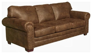 Classic Style Sofa with Buckskin Microfiber Upholstery and Nailhead Accents