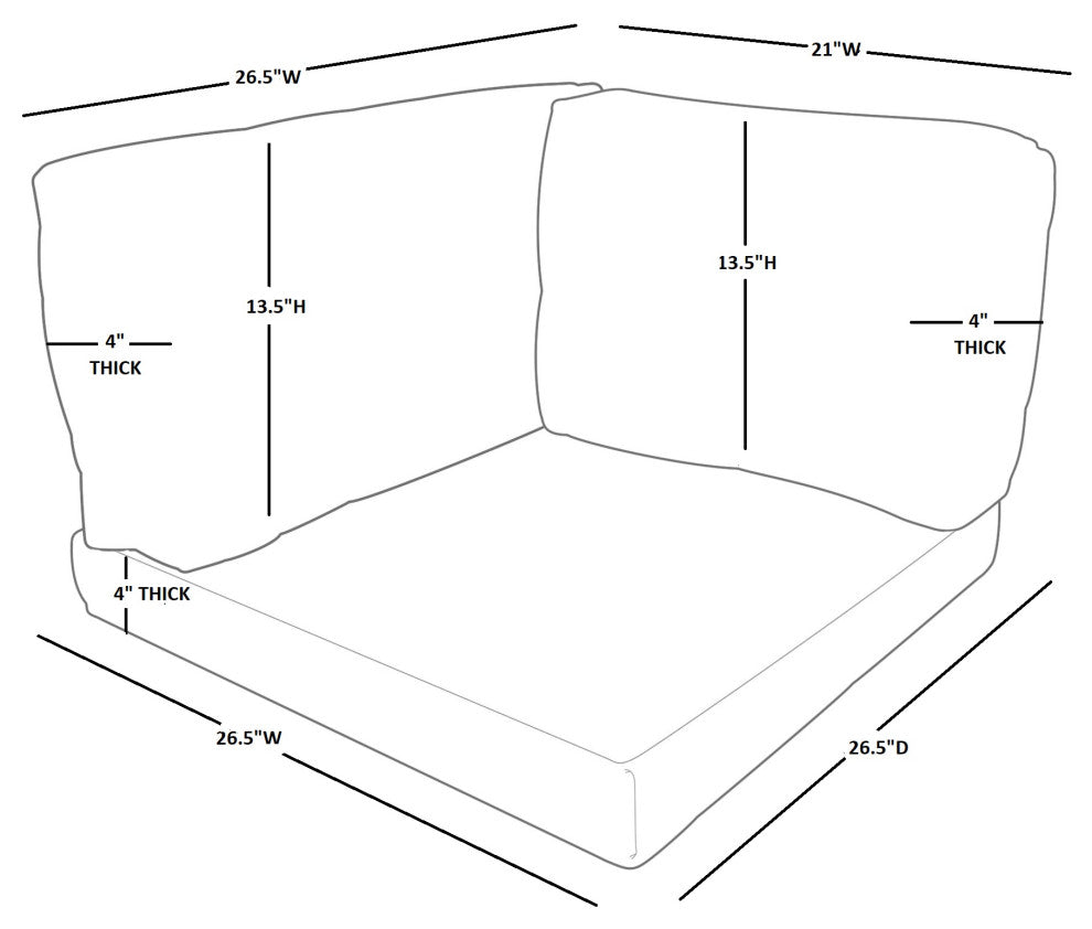 Covers for Corner Chair Cushions 4 inches thick