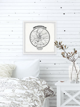 "Indianapolis Outline Map" Framed Painting Print, 32x32