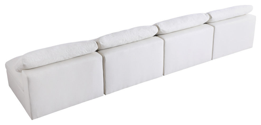 Serene Linen Textured Fabric Deluxe Comfort 4-Piece Modular Sofa, Cream