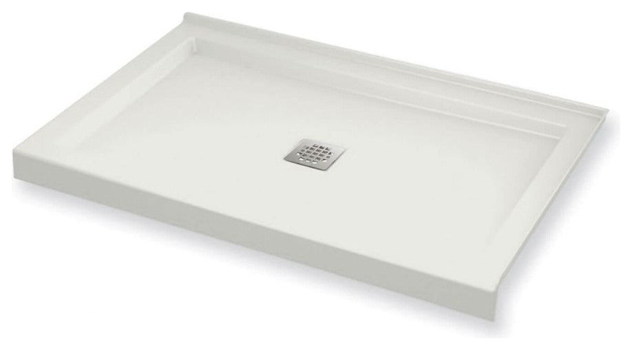 MAAX B3Square Rectangular Corner Right Shower Base with Center Drain, White