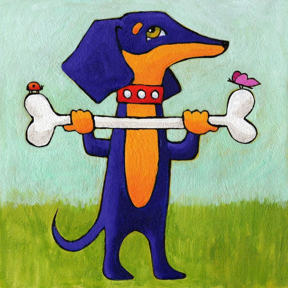 Marmont Hill, "Give a Dog a Bone" by Janet Nelson Print on Wrapped Canvas, 18x18