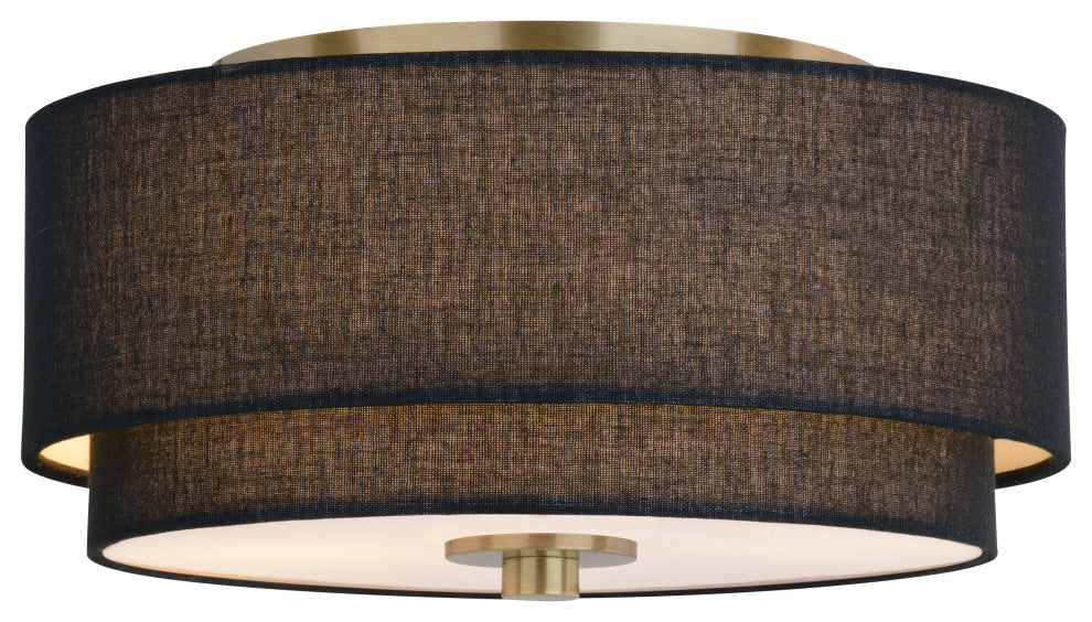 Burnaby Mid-Century Drum Semi Flush Ceiling Light, Matte Brass, 13-in W X 6.75-in H X 13-in D