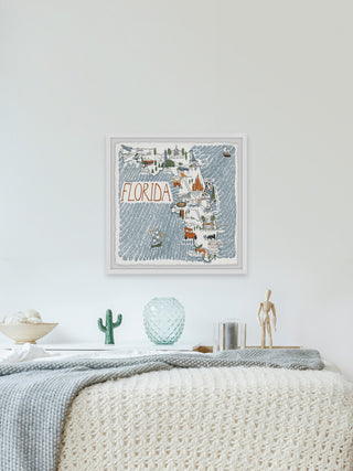 "Florida Illustrated Map II" Framed Painting Print, 24x24