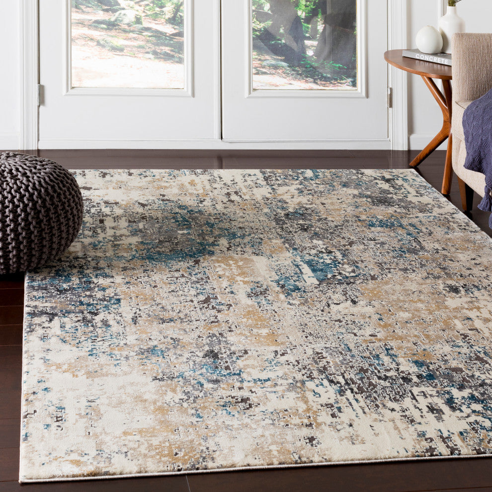 Pune Modern Taupe, Charcoal Area Rug, 9'3"x12'3"