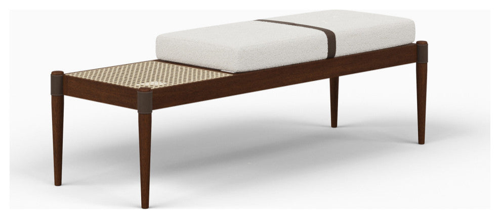 Bello Bench, Noodles Natural Upholstery, Neutral Brown, Natural Frame