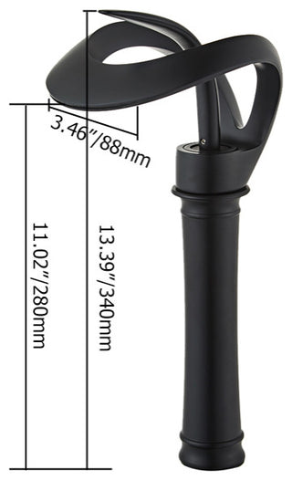 Elegant Waterfall Bathroom Faucet, Single Handle, Solid Brass, Black, Long
