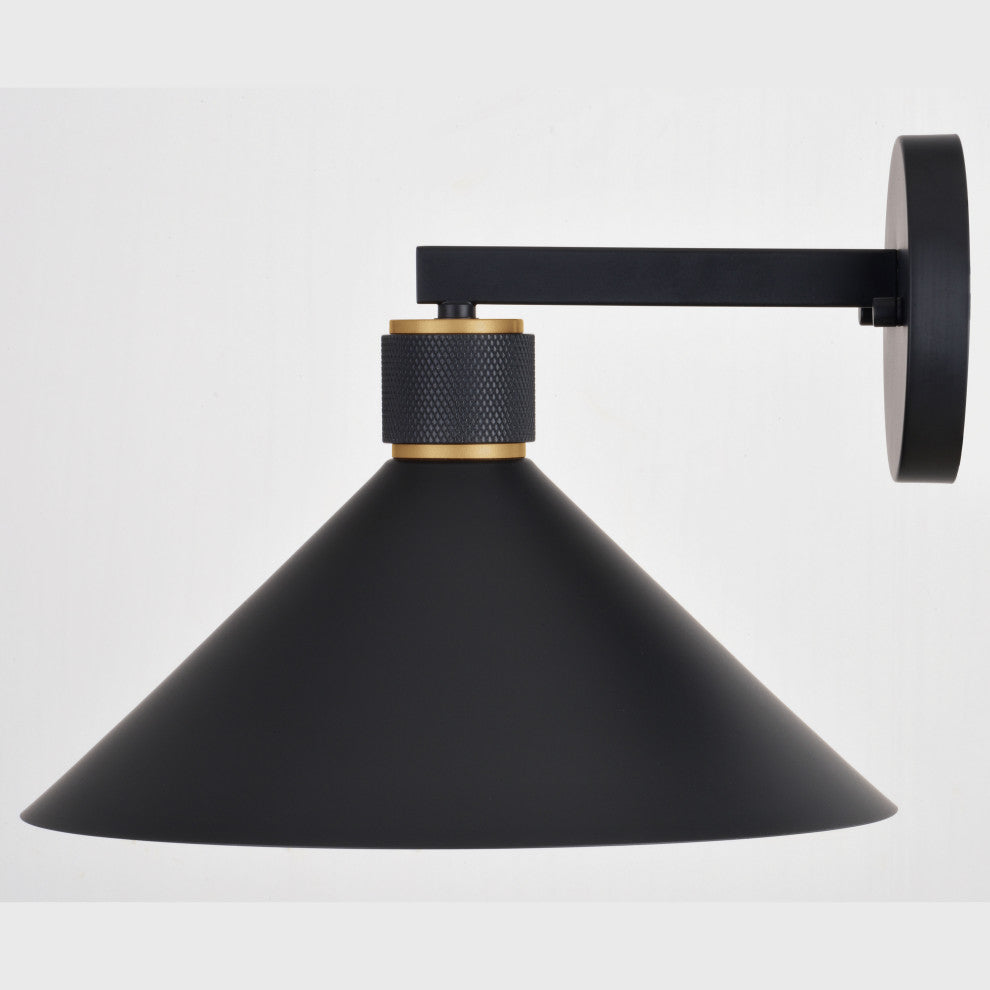 Dunbar 12" Outdoor Wall Light Matte Black and Gold