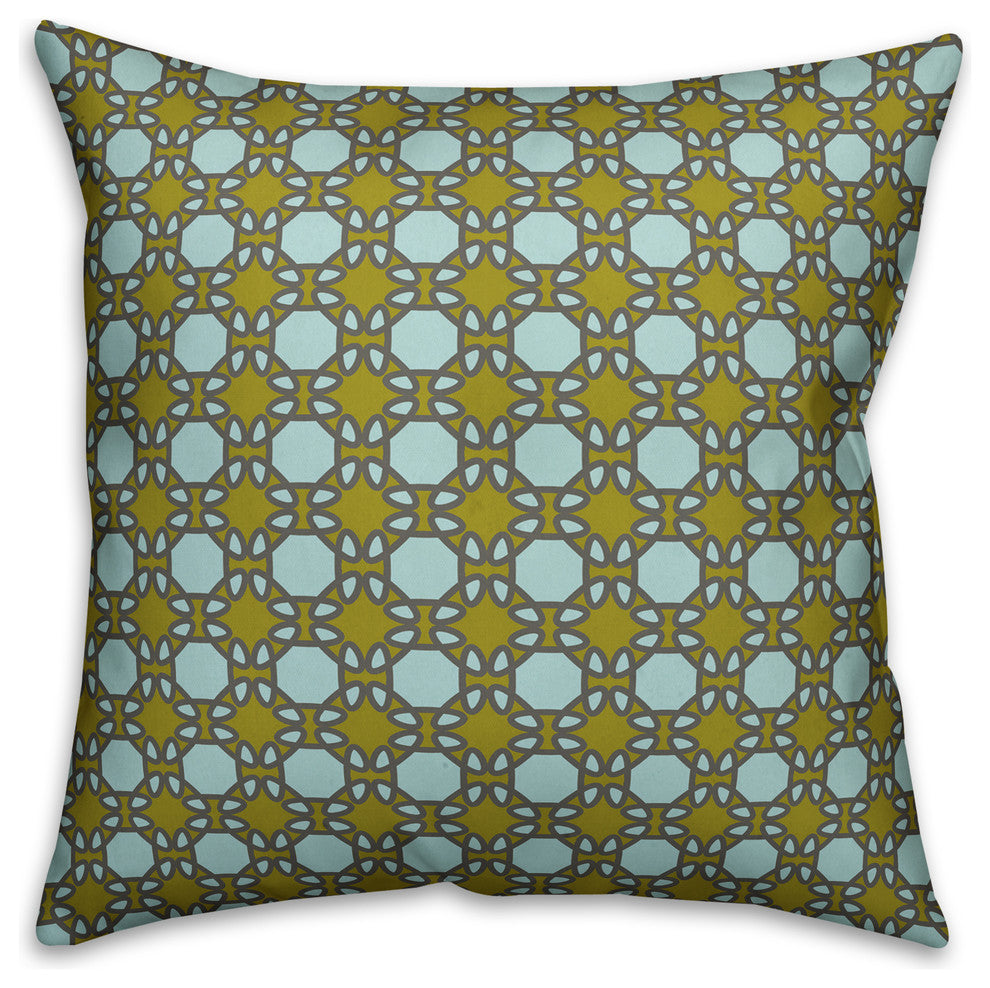 Folk Lattice Pattern, Green Throw Pillow Cover, 18"x18"