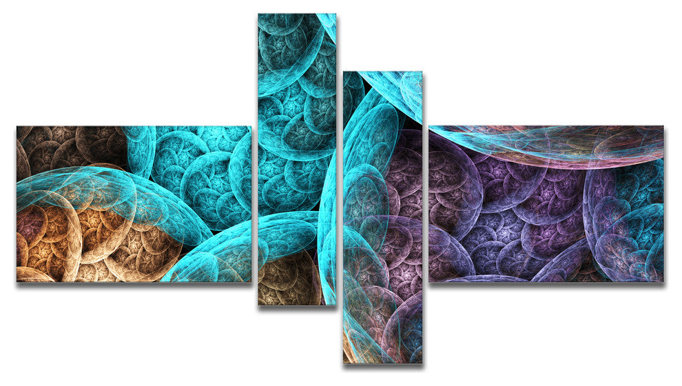 Colorful Dramatic Clouds, Abstract Art on Canvas, 60"x32", 4 panels
