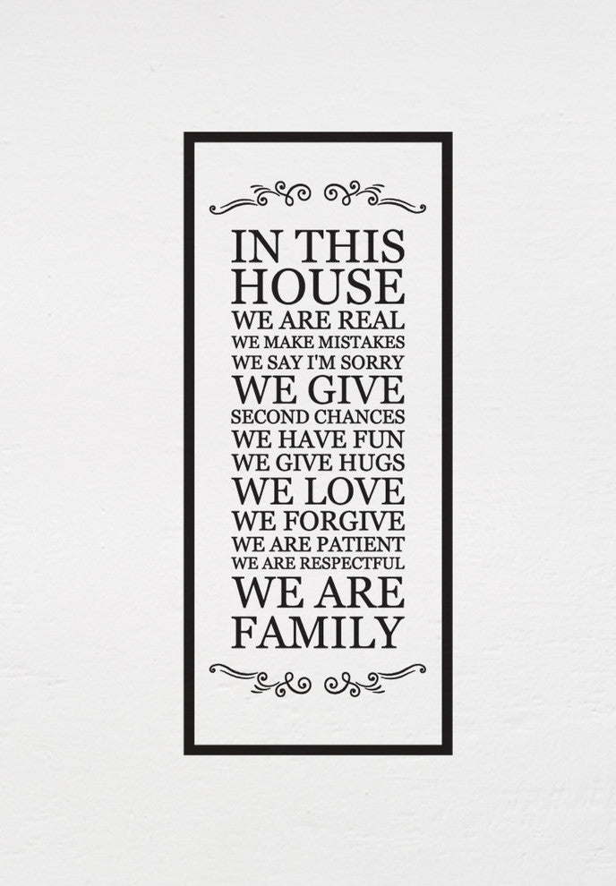 In This House Wall Decal, House Rules Decal, Black, Style A