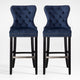 WestinTrends 2PC 29" Wingback Diamond Tufted Glam Velvet Bar Stool Set, Black, Velvet Navy Blue