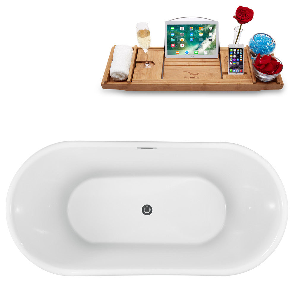 59" Streamline Freestanding Tub and Tray With Internal Drain