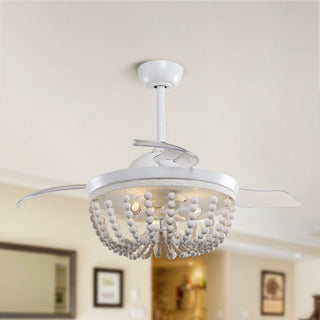 42-in Modern White Ceiling Fan with Retractable Blades