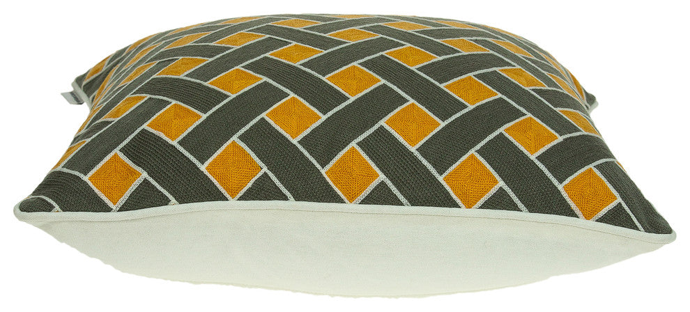 Kain Transitional Gray and Orange Pillow Cover With Poly Insert