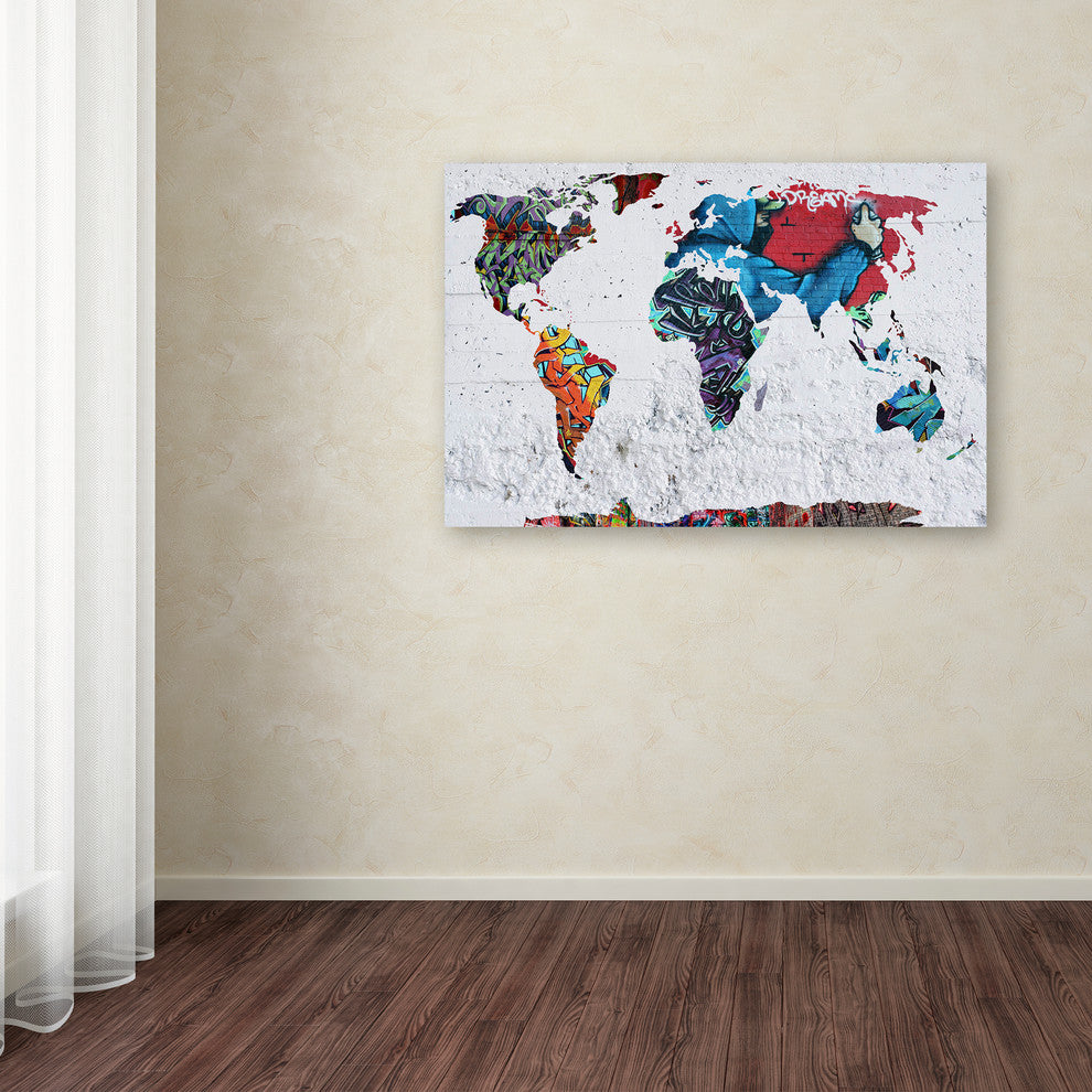 Mark Ashkenazi 'Map Graffiti' Canvas Art, 19"x12"