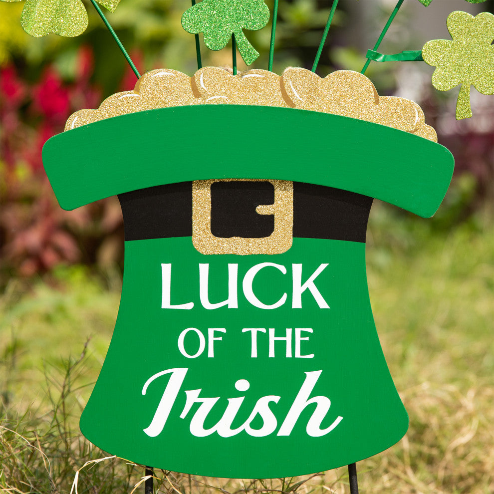 31.5'' Wooden St. Patrick's Leprechaun Belt Yard Stake