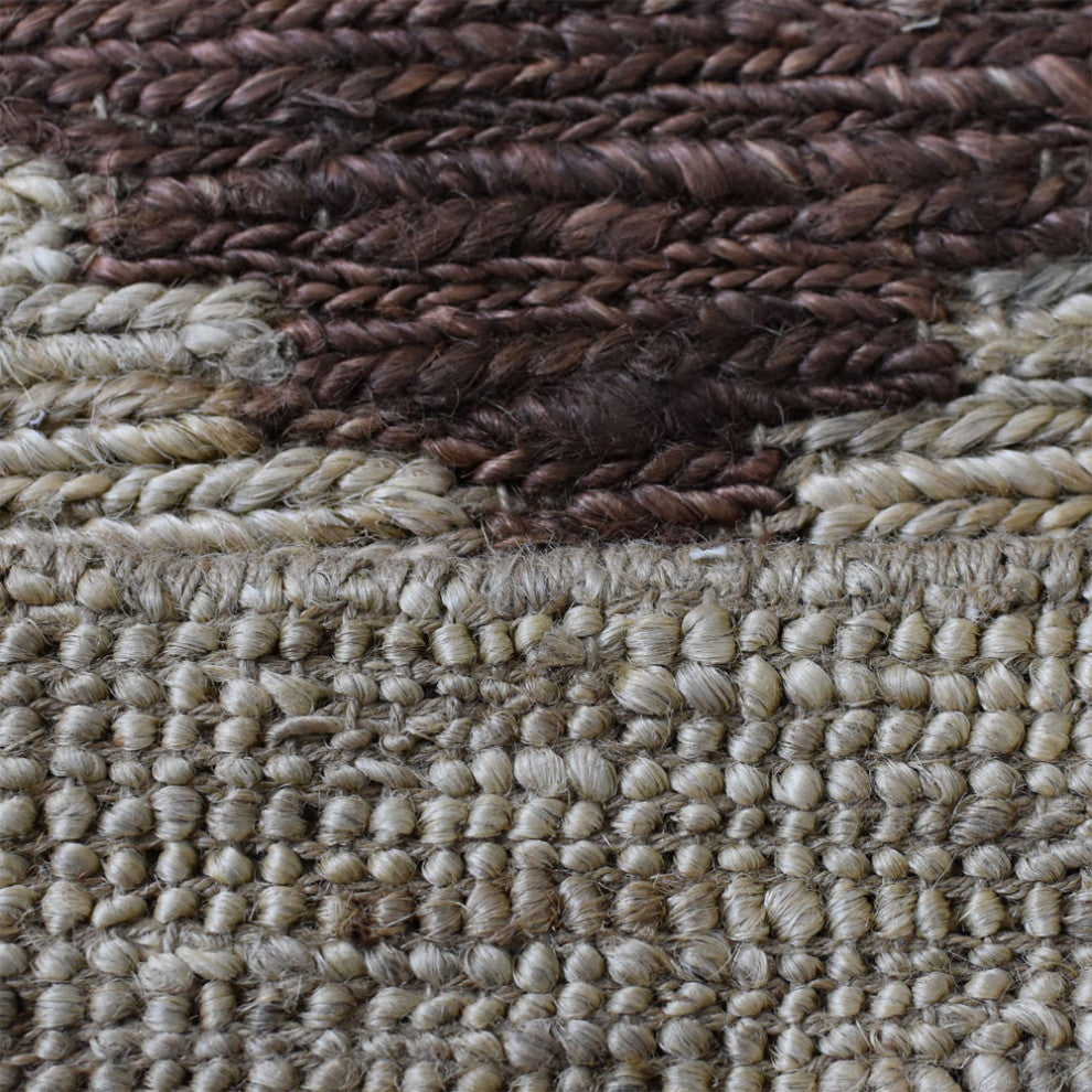 HAND KNOTTED SUMAK JUTE ECO-FRIENDLY SOLID AREA RUG,Brown Beige,Oriental,Outdoor, [Rectangle] 4'x6'