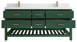Parker 72 Double Sink Bath Vanity in Lafayette Green  2" White Quartz