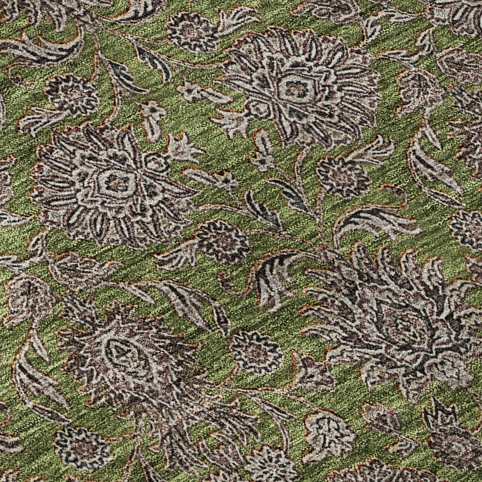 Premium Machine Washable Mayfield AMF702 Olive 2'3" x 7'6" Runner Rug