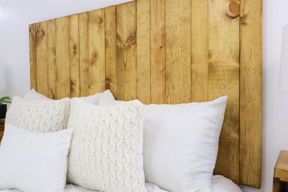 Handcrafted Headboard, Leaner Style, Golden Brown, Twin