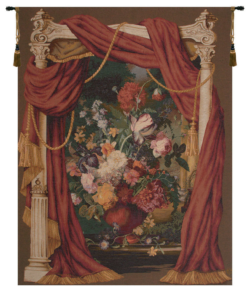 Bouquet Theatral, European Wall Tapestry, 78"x58"