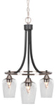 Paramount 3-Light Chandelier, Matte Black & Brushed Nickel, 5" Clear Bubble