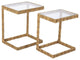 Maklaine Transitional Rattan C-End Table in Natural (Set of 2)