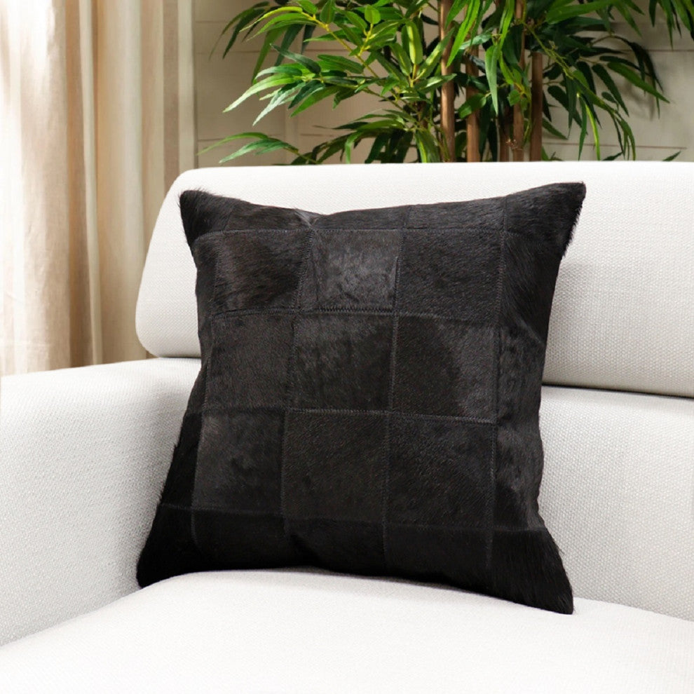 Safari Cowhide Black/Black Decorative Pillow