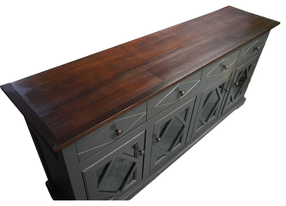 71" Shelter Bay Credenza, Iron Ore Base, Concord Cherry Top