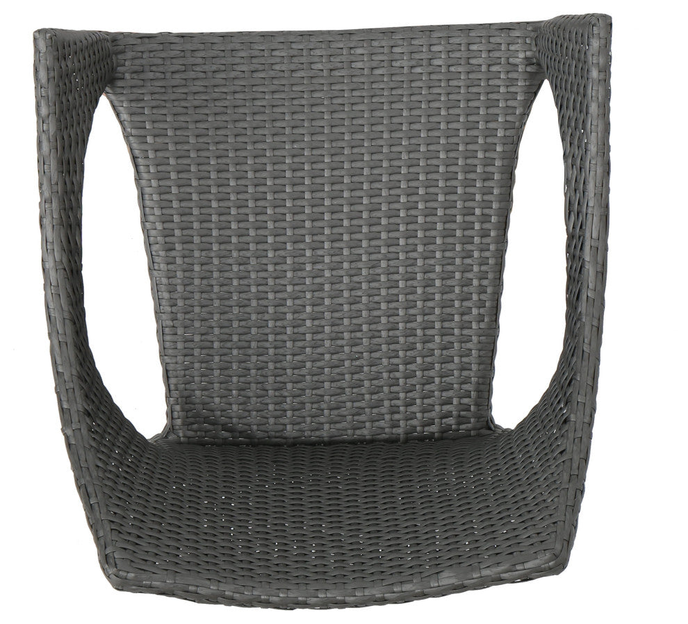 GDF Studio 5-Piece Nix Outdoor Wood and Wicker Dining Set, Gray Finish/Gray