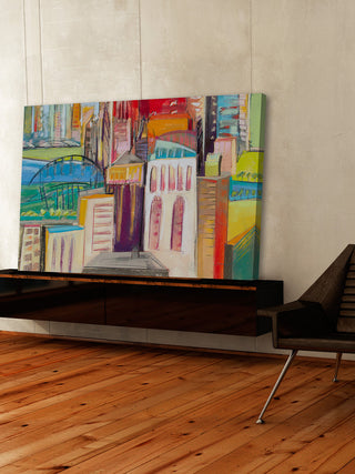 "Three Bridges" Painting Print on Wrapped Canvas, 18"x12"