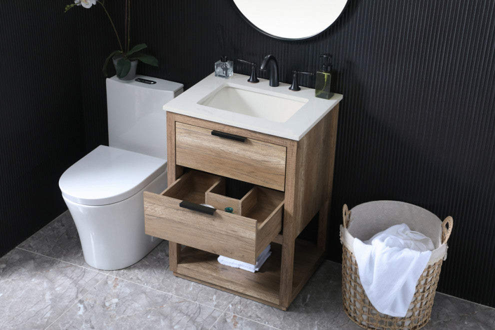 Louie 24" SIngle Bathroom Vanity, Natural Oak