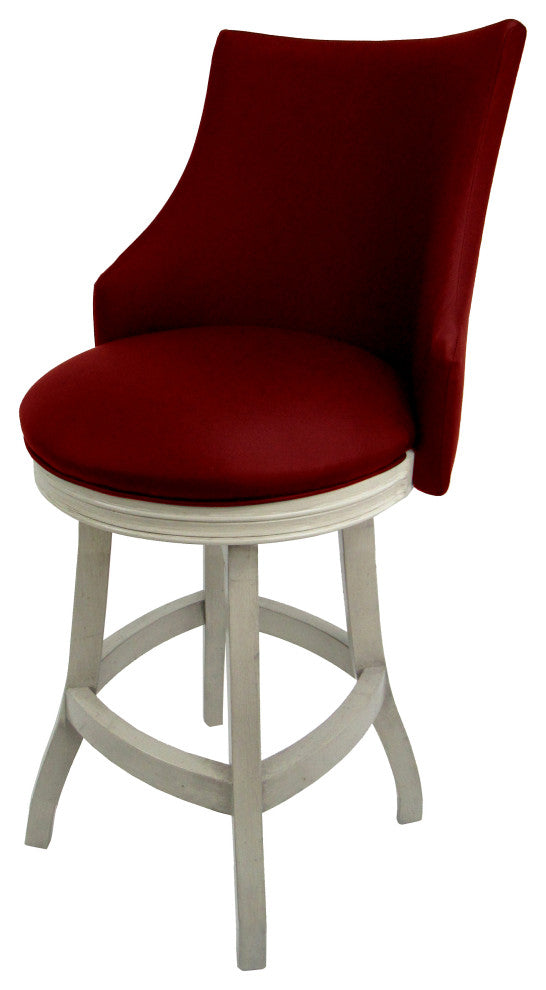 Swivel Wood Counter Bar Stool 26", Bellissima, Red - Antique White