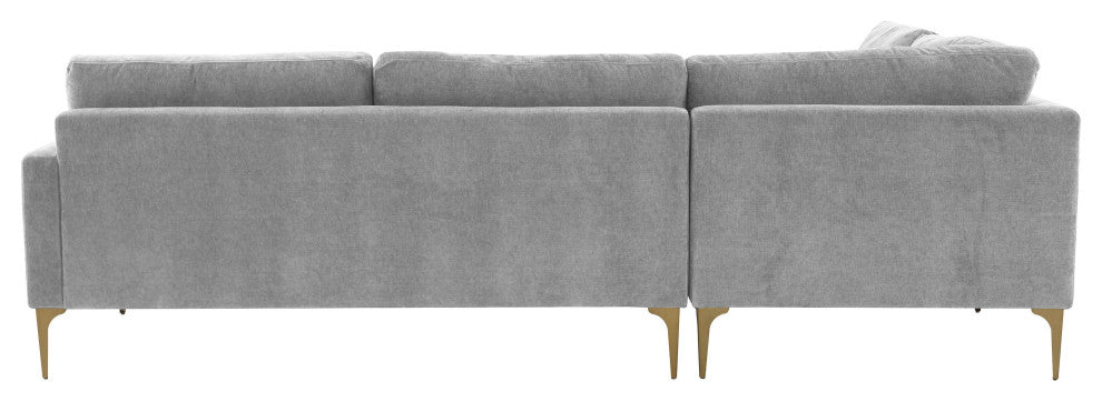 Serena Gray Velvet Large Left Arm Facing Chaise Sectional