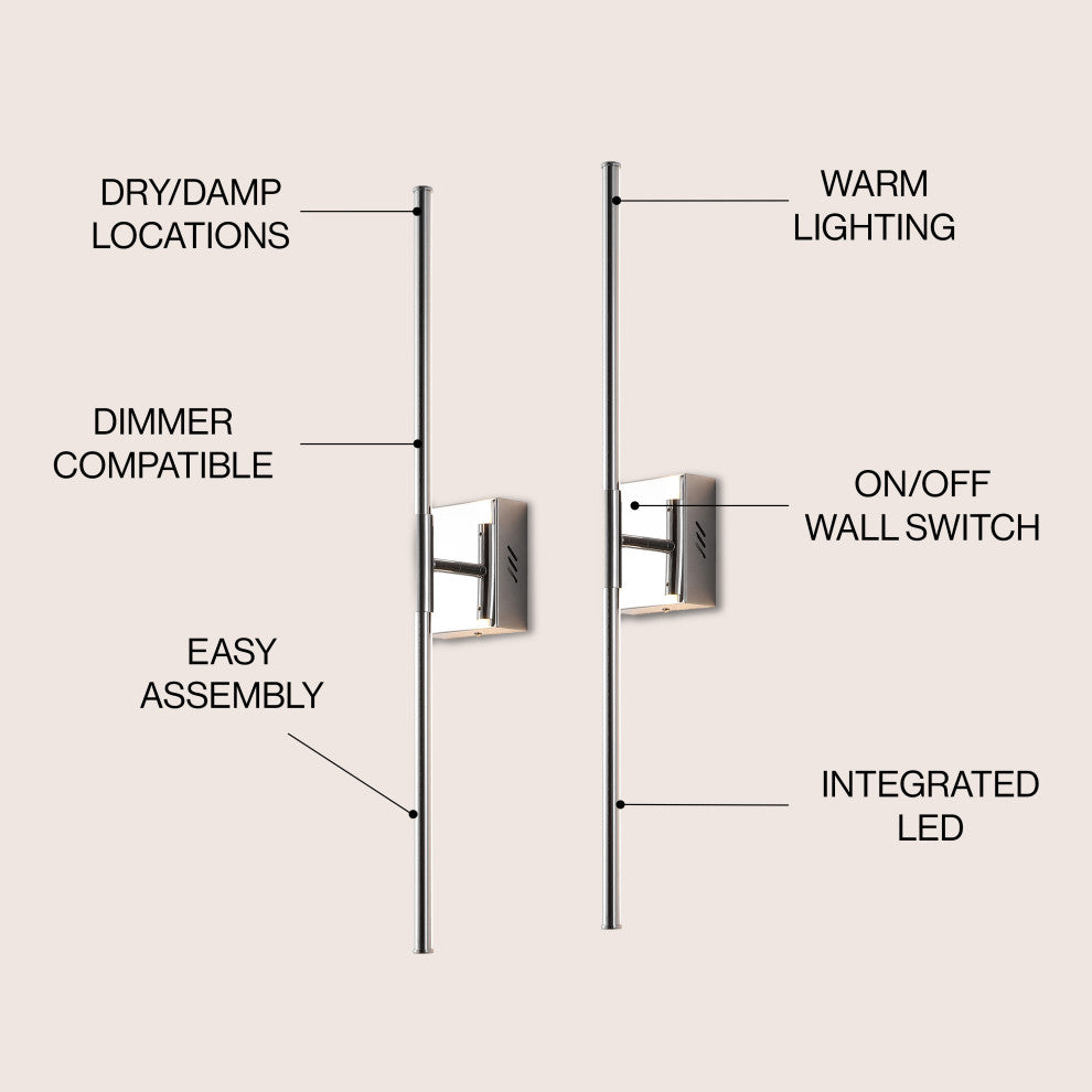 Makena Modern Minimalist Dimmable Integrated LED Metal Wall Sconce